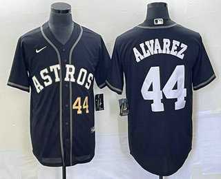 Men%27s Houston Astros #44 Yordan Alvarez Number Black Cool Base Stitched Baseball Jersey
